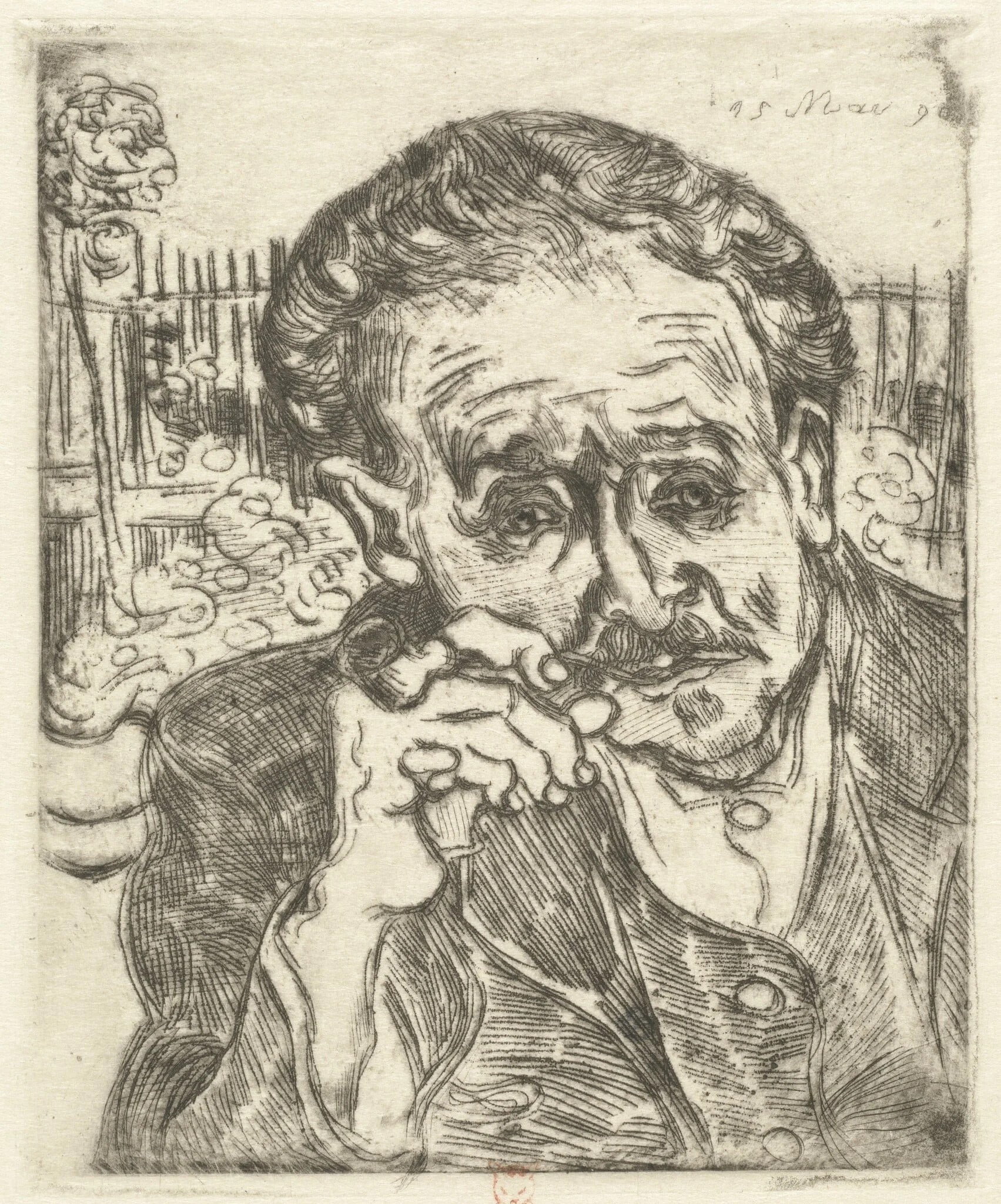 Dr. Gachet (Man with a Pipe), by Vincent van Gogh, ink, 1890