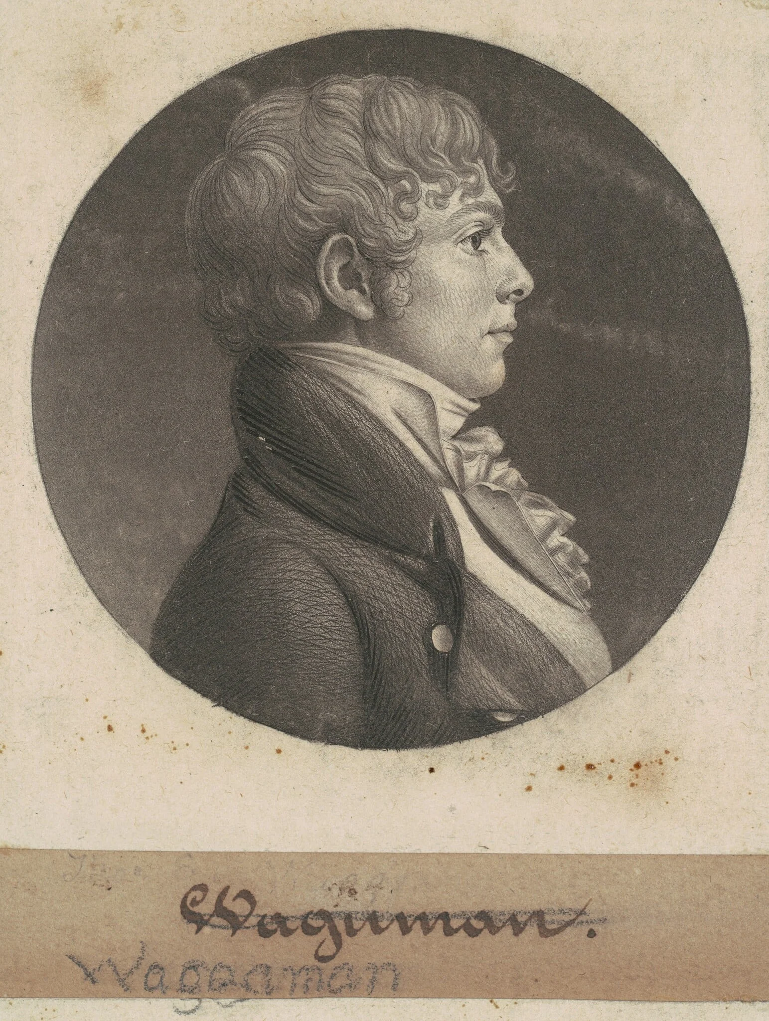 Thomas Ennalls Waggaman, by Charles Balthazar Julien Févret de Saint-Mémin, ink, 1803