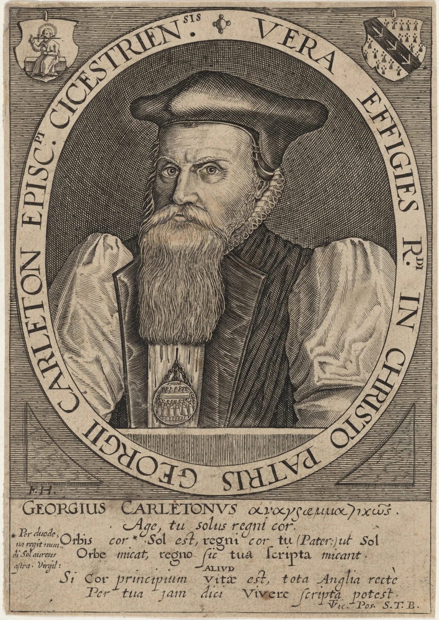 George Carleton, Bishop of Cheschester, by Frederik van Hulsen, ink, 1627