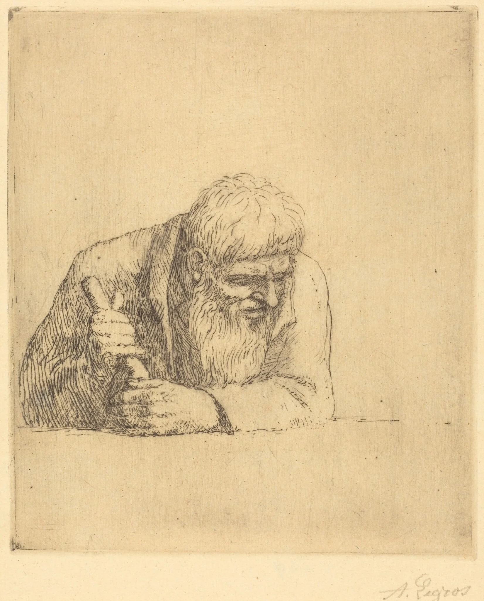 Curious Man (Un curieux), by Alphonse Legros, ink, 1874
