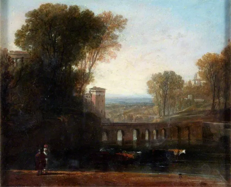 Italian Landscape with Cows Watering
