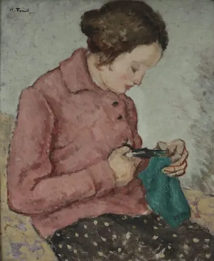 Femeie lucrând croitorie