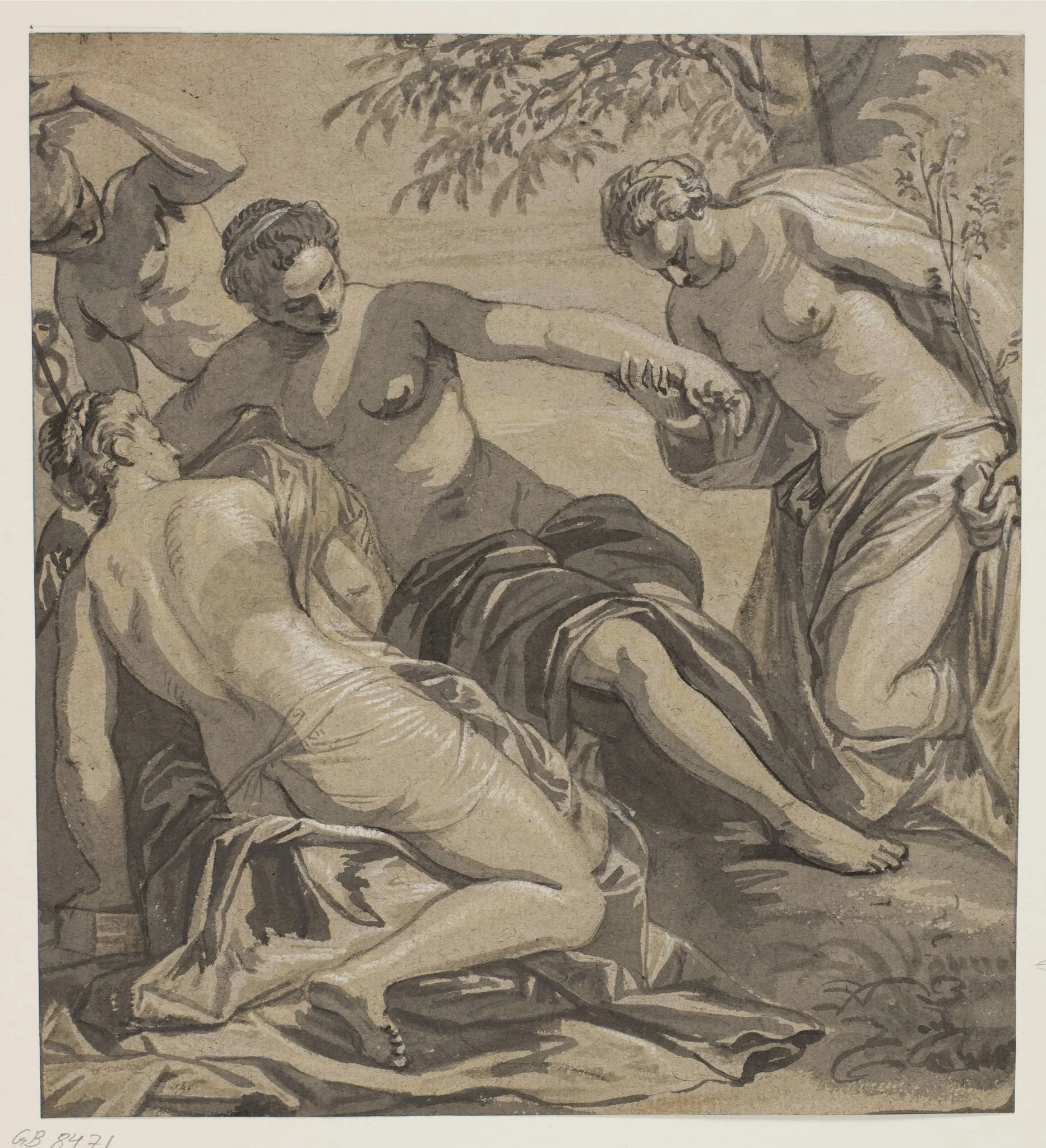 The three Graces and Mercury, after the painting in the Anticollegio, Palazzo Ducale, Venice, by Unknown, unspecified, 1556