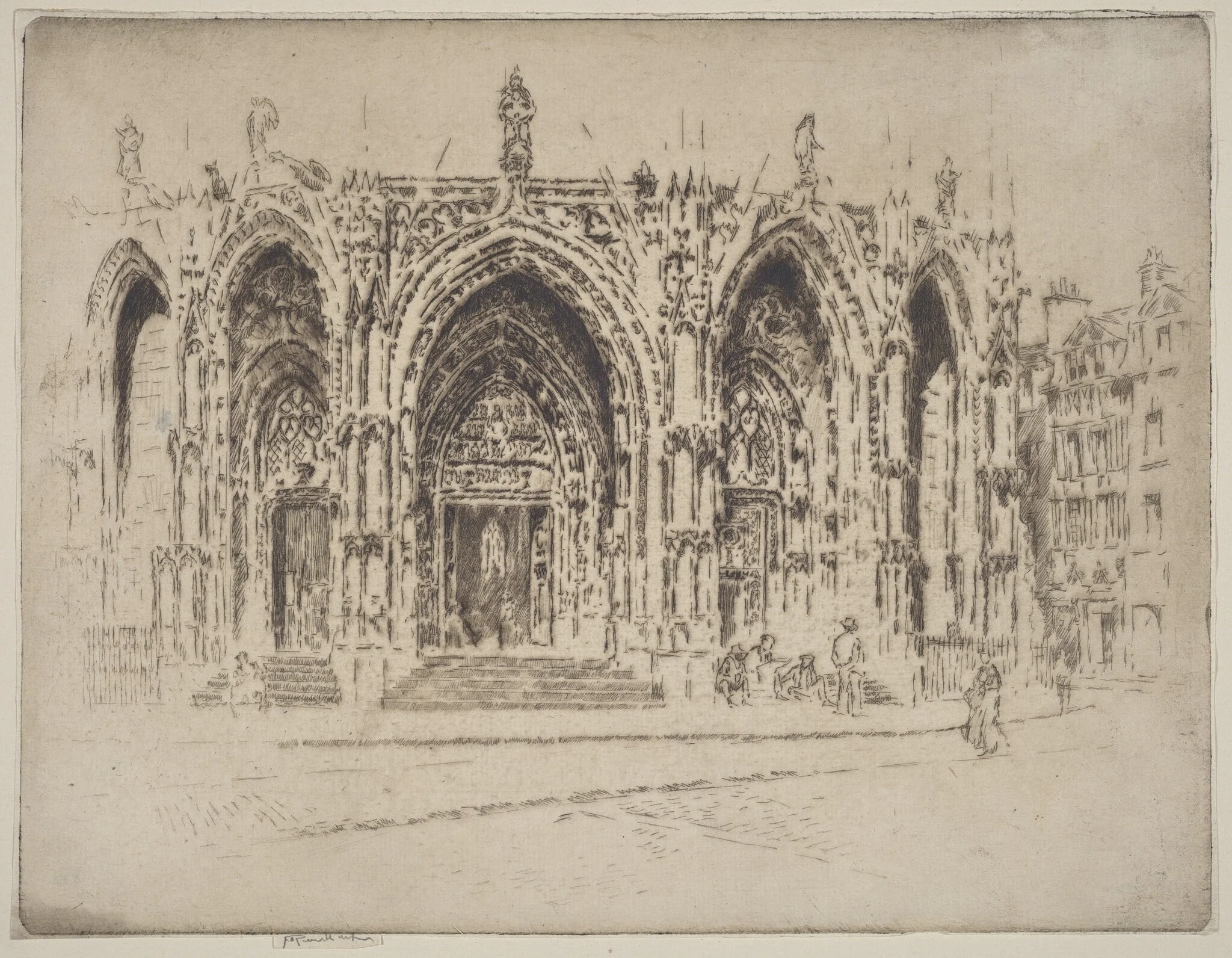 Porch of San Maclou, Rouen, by Joseph Pennell, ink, 1907