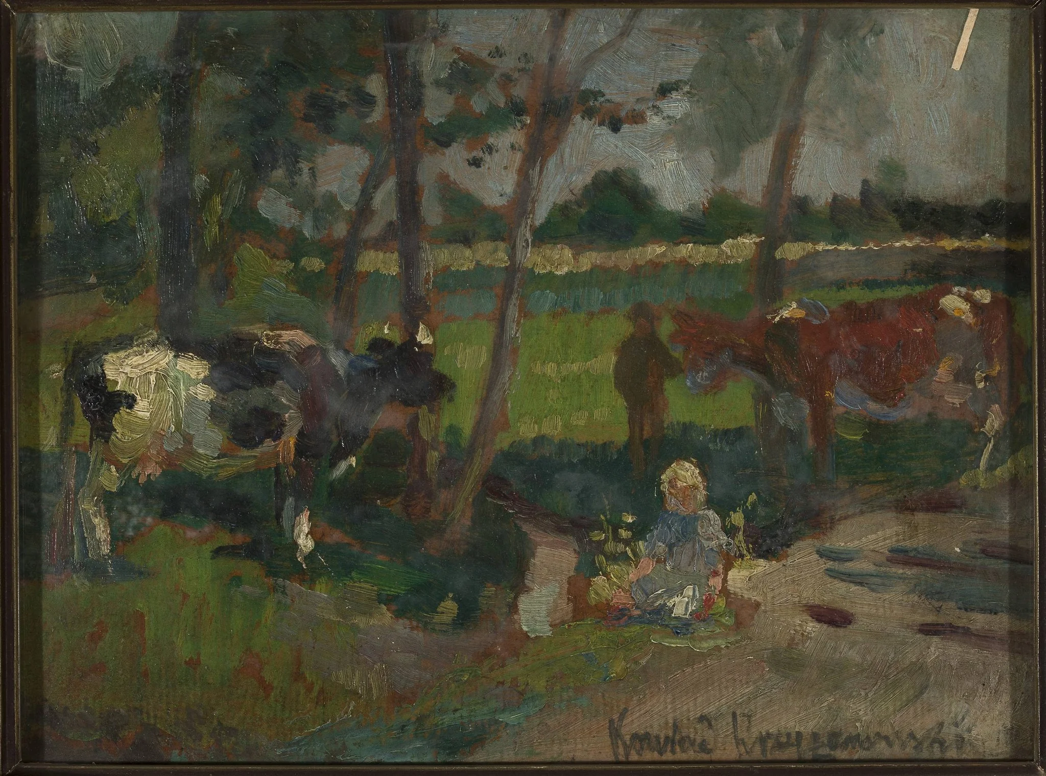 Landscape, by Konrad Krzyżanowski, oil, 1907