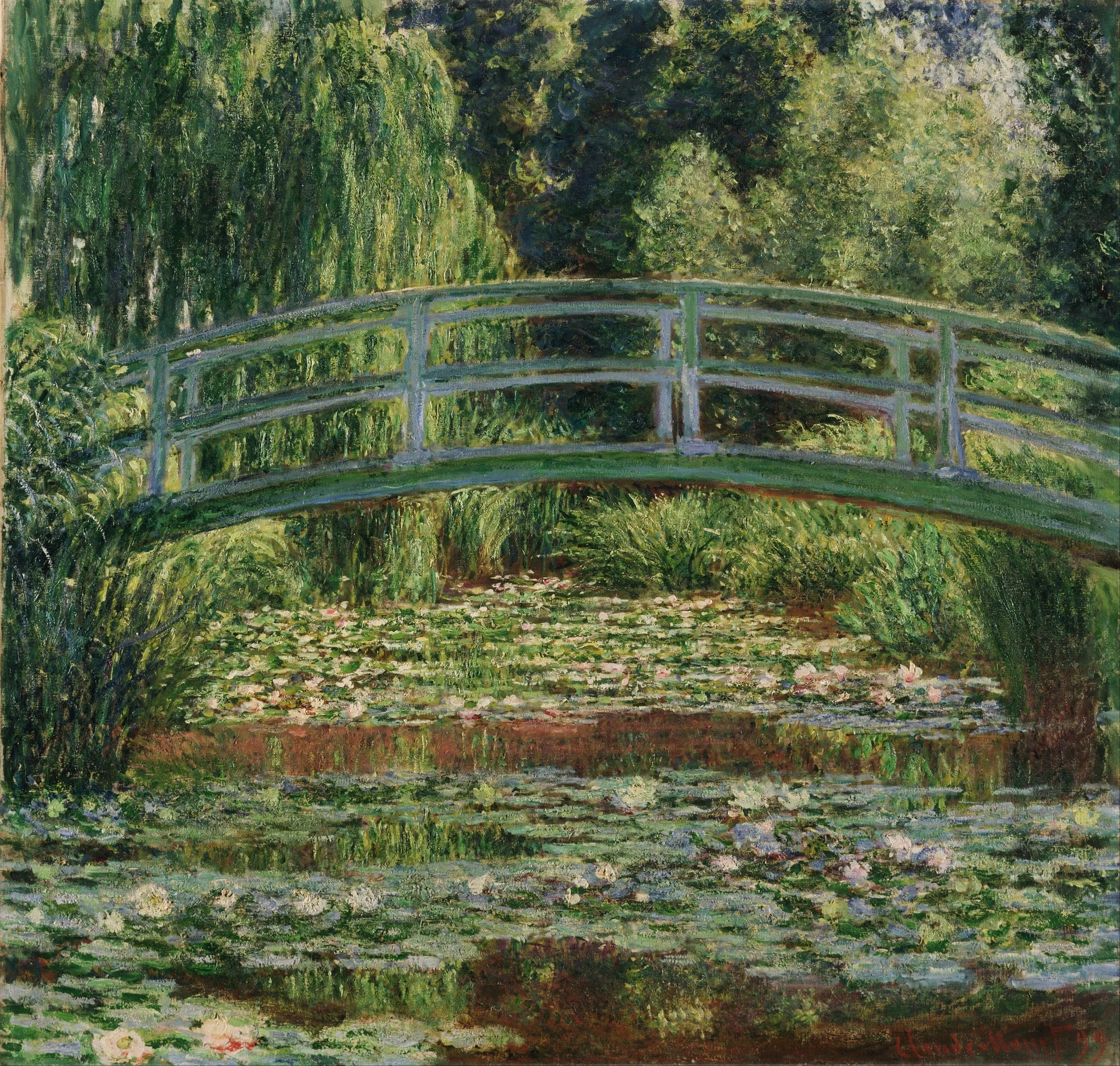 The Japanese Footbridge and the Water Lily Pool, Giverny, by Claude Monet, oil, 1900
