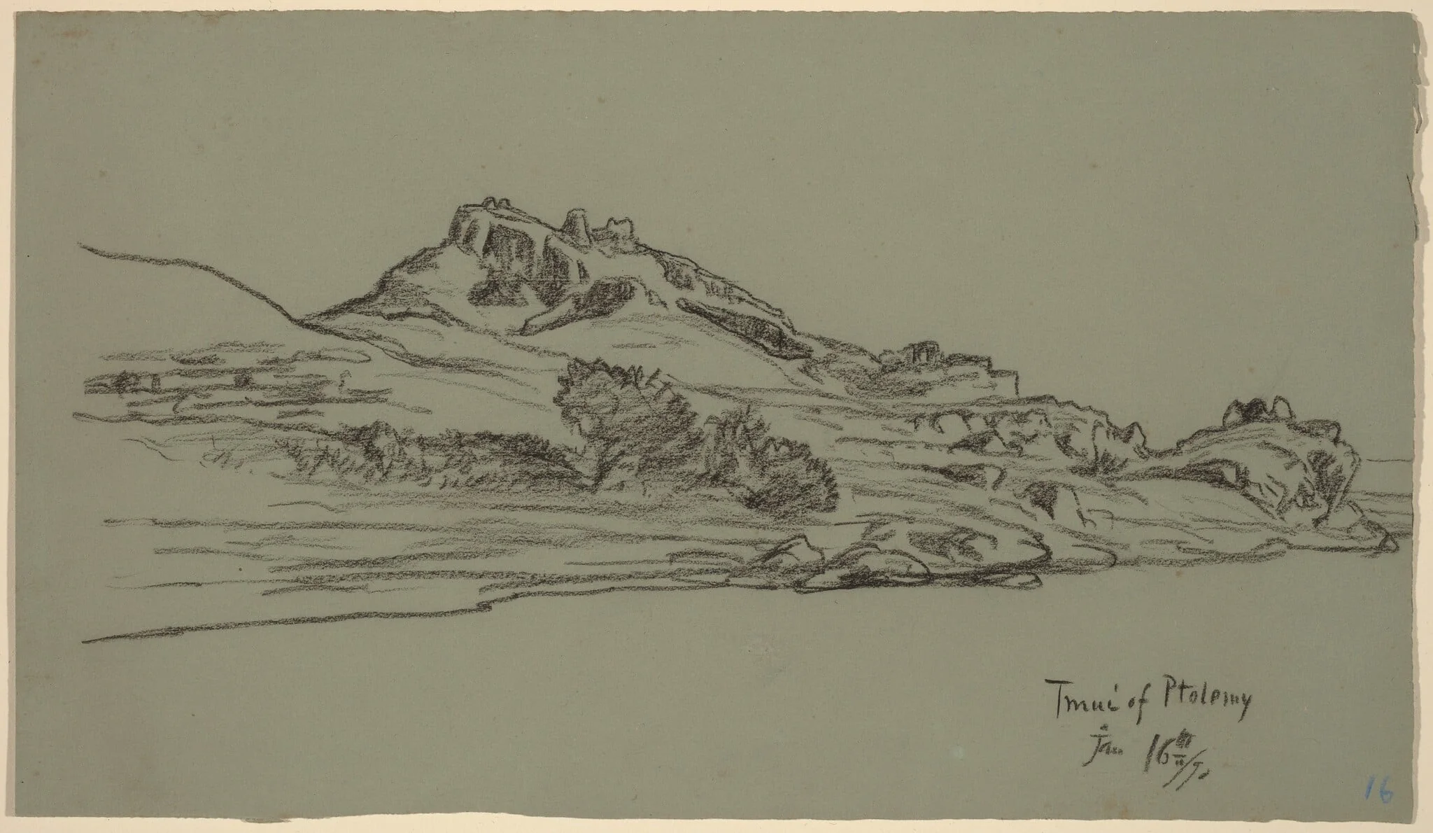 Nile Journey, Tmui of Ptolemy, by Elihu Vedder, crayon, 1890