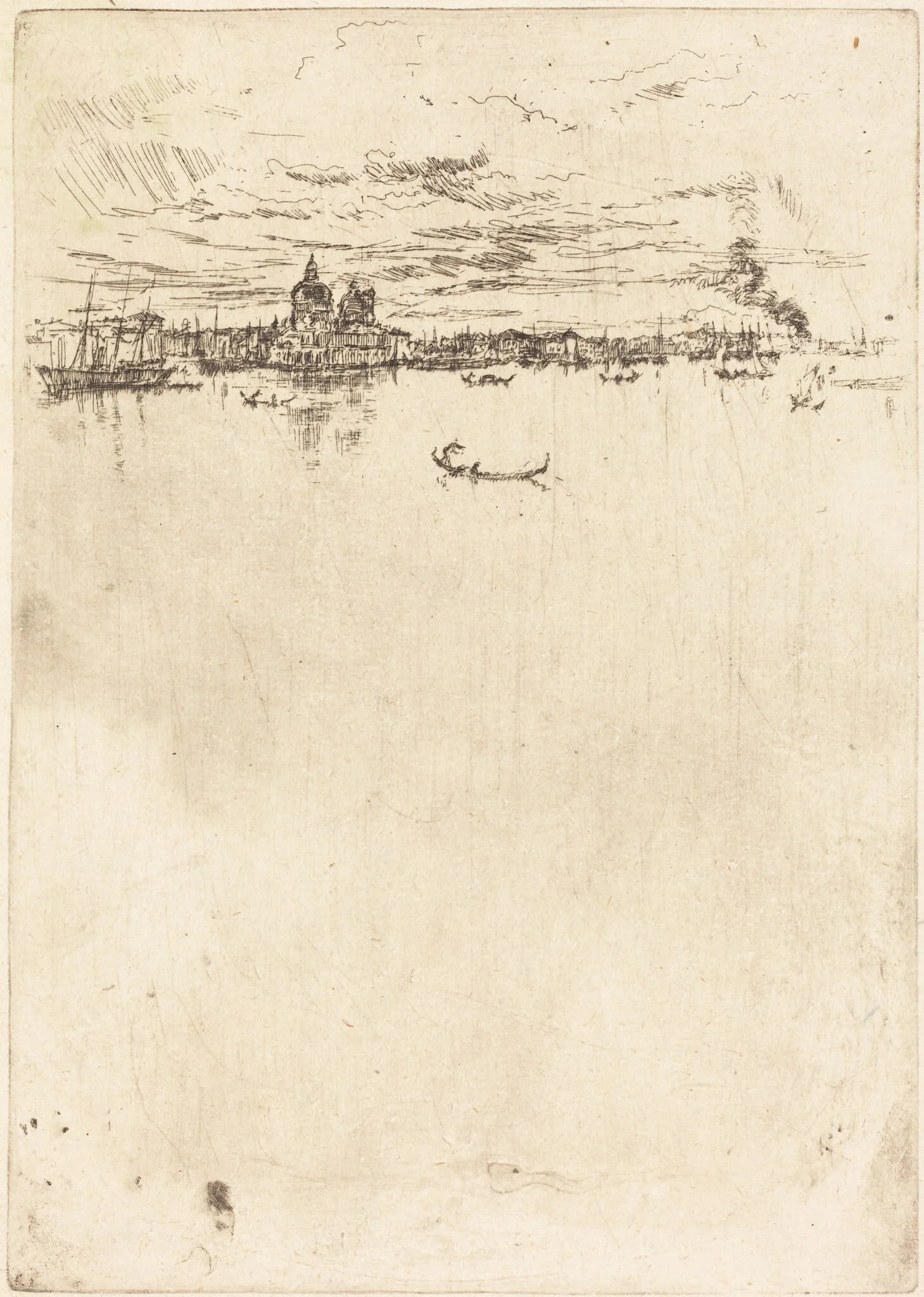 Upright Venice, by James McNeill Whistler, ink, 1880