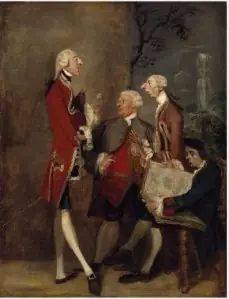 Caricature of Thomas Brudenell, Baron Bruce, the Hon. John Ward, Joseph Leeson, later 2nd Earl of Milltown, and Joseph Henry of Shafford