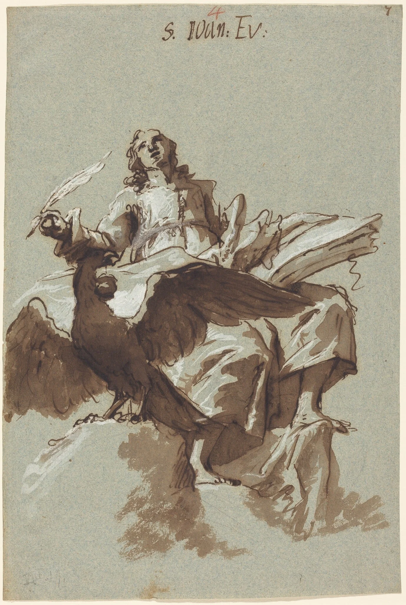 Saint John the Evangelist, by Georg Anton Urlaub, ink, 1753
