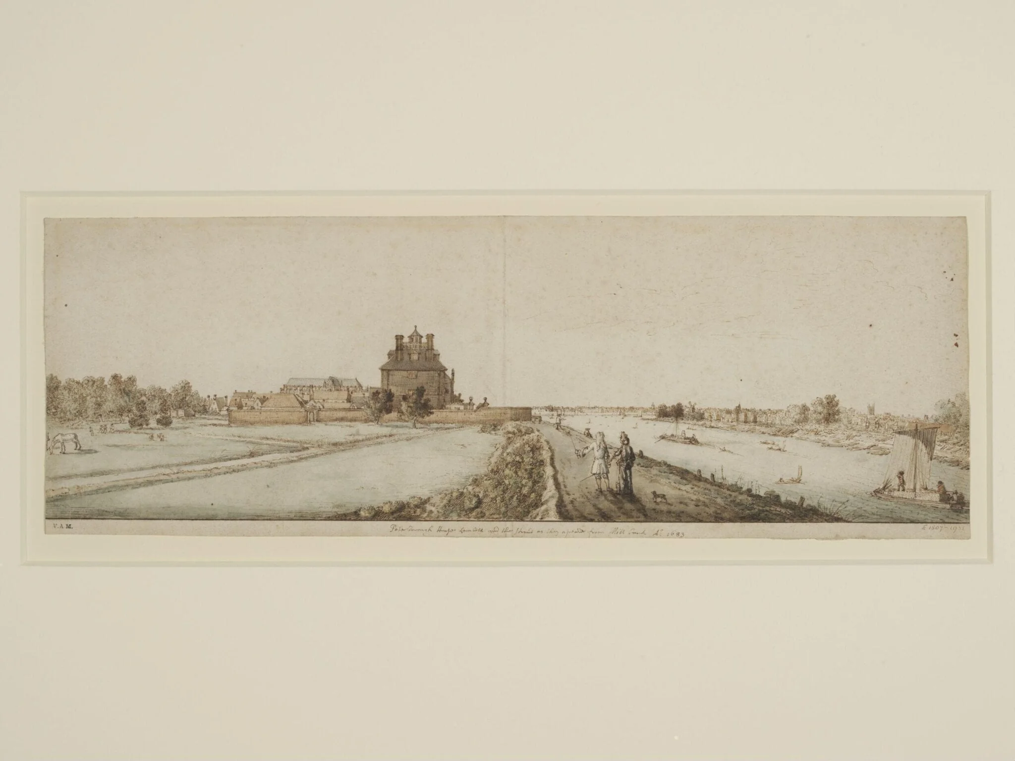 Peterborough House and the Strand as they appeared from Millbank, by Francis Place, watercolor, 1683