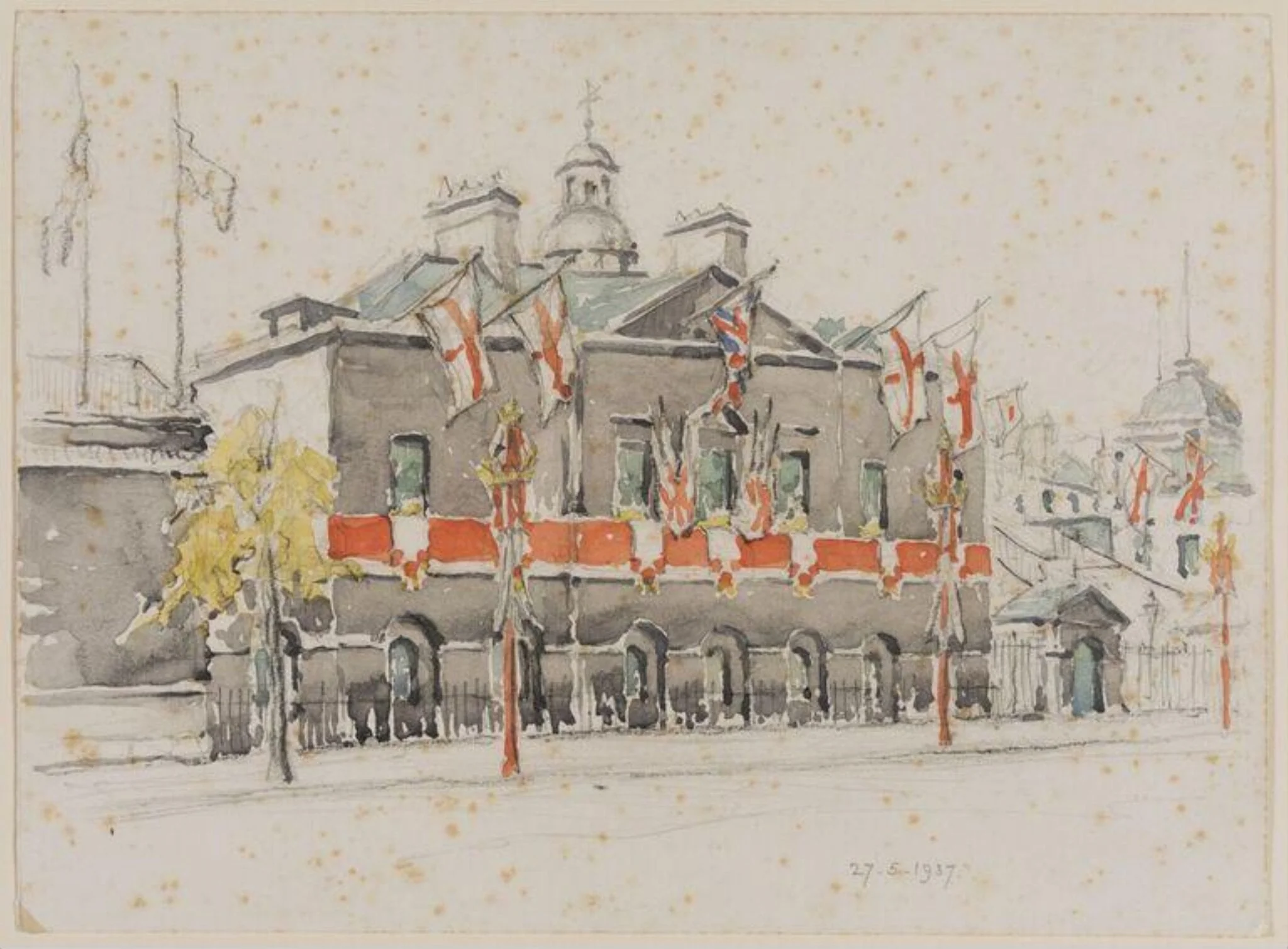 The Horse Guards. South wing, by Pile, watercolor, 1937