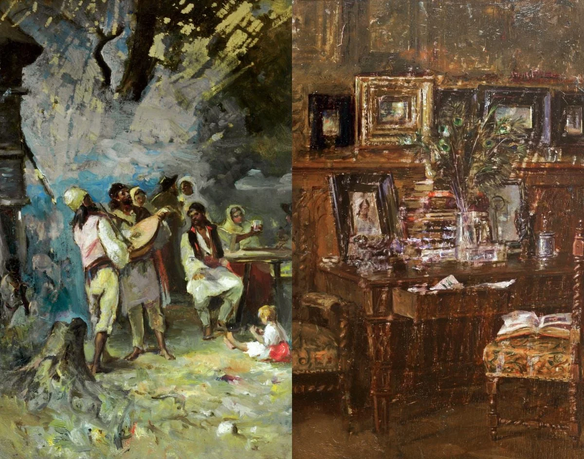 Țărani petrecând cu lăutari/Interior atelier (verso), by Theodor Aman, unspecified, 1850