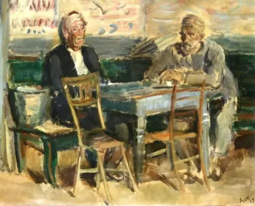 Bătrâni la cafenea (Interior cu personaje)