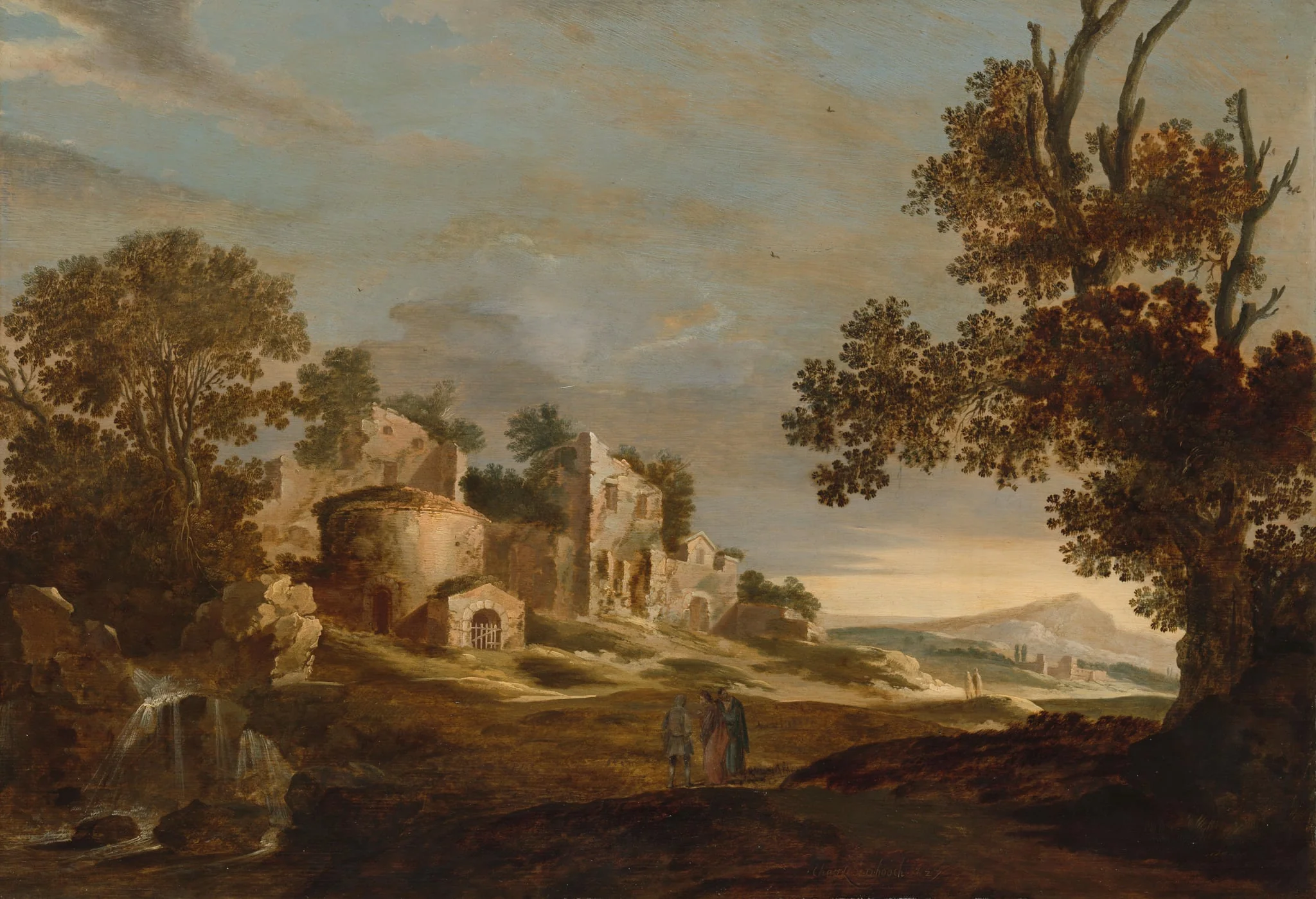 Landscape with Journey to Emmaus, by Unknown, unspecified, 1627