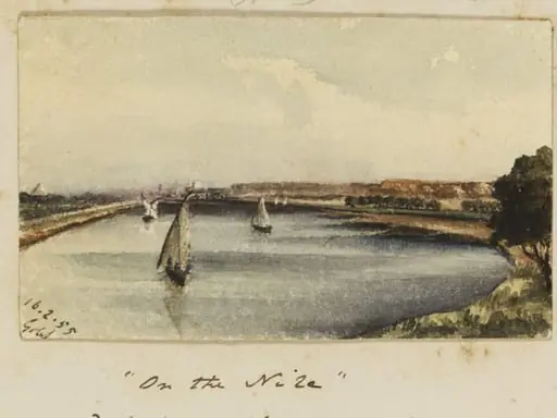 "On the Nile"  Distant view of Cairo & Grand Mosque'