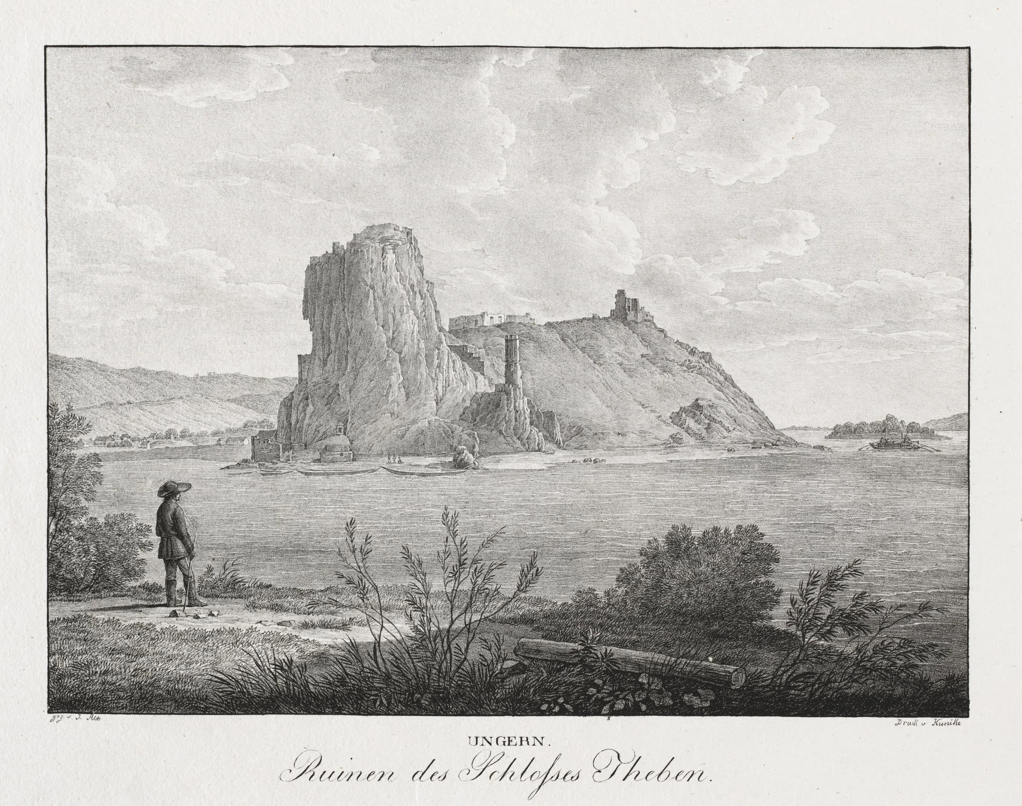 Ungern, Ruinen des Schlosses Theben, by Jakob Alt, 1839