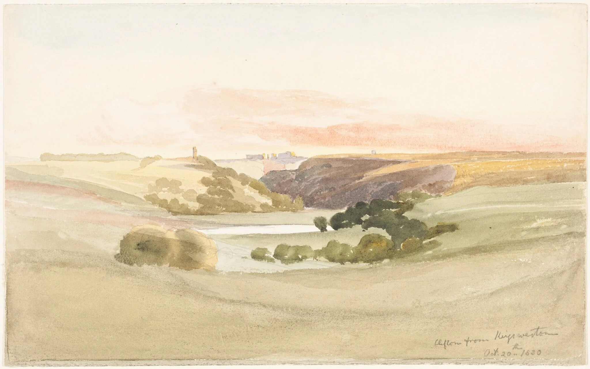 Clifton from Kingsweston, by James Bulwer, graphite, 1830