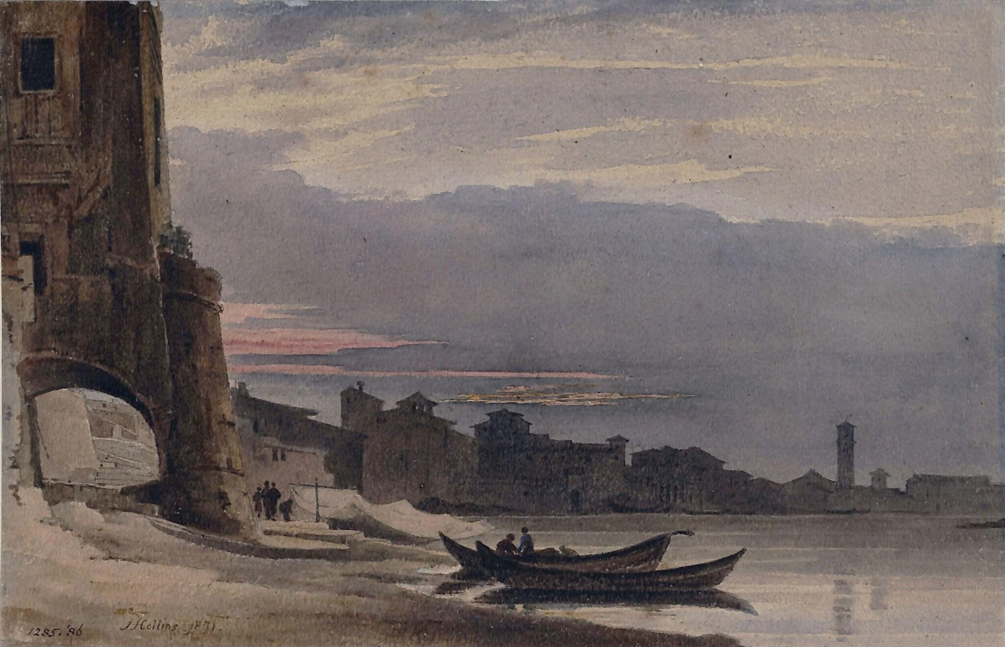 Town on the Italian coast: Sunset