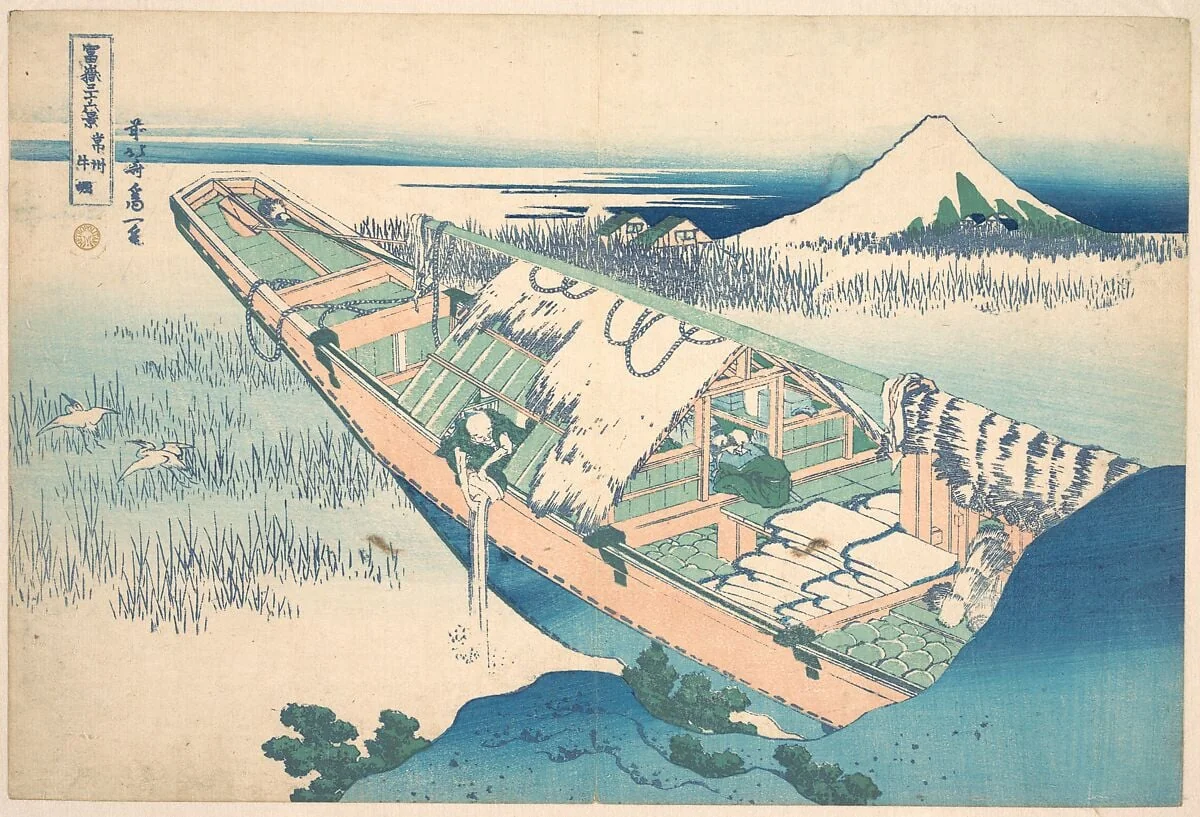 冨嶽三十六景　常州牛掘|Ushibori in Hitachi Province (Jōshū Ushibori), from the series Thirty-six Views of Mount Fuji (Fugaku sanjūrokkei), by Katsushika Hokusai, ink, 1831
