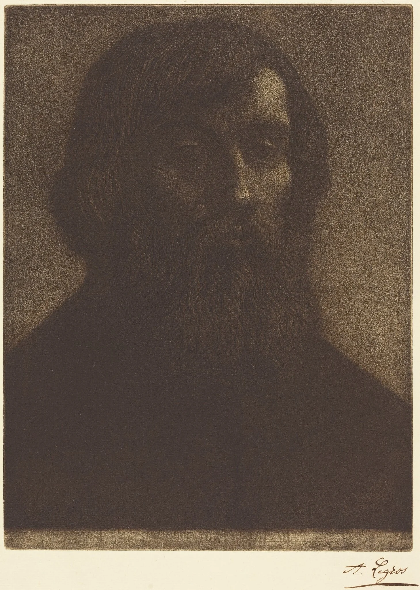Poet (Le poete), by Alphonse Legros, ink, 1874