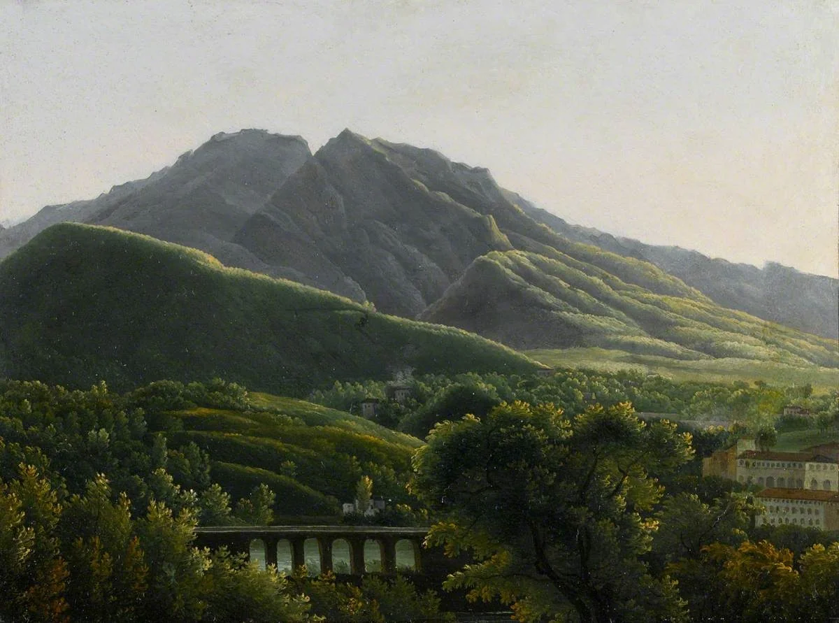 View of the bridge and the town of Cava, Kingdom of Naples