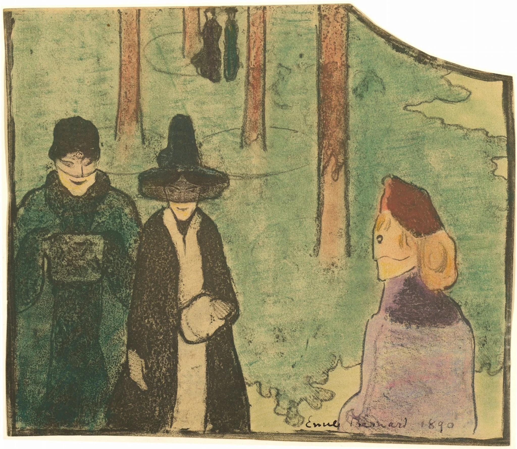 La Promenade, by Émile Bernard, ink, 1888