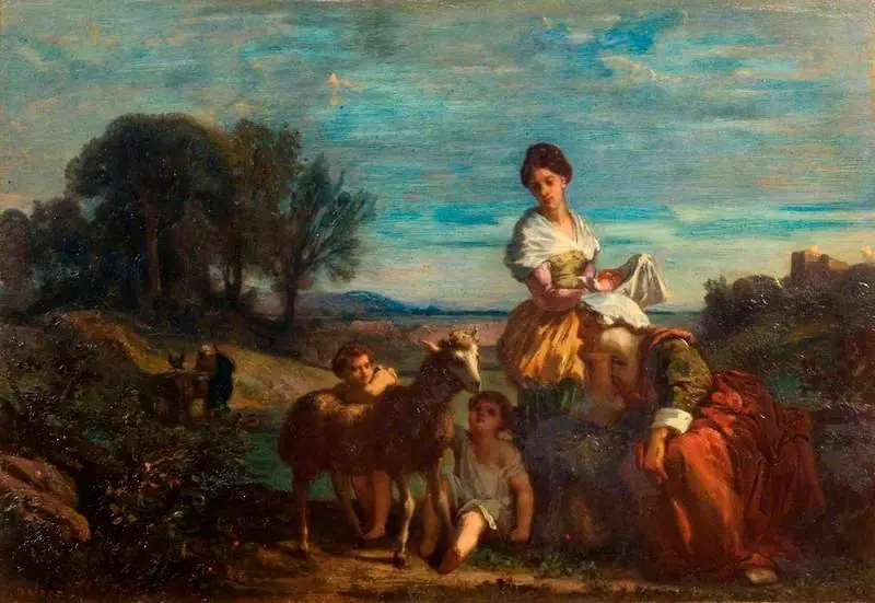 Children Playing with a Lamb