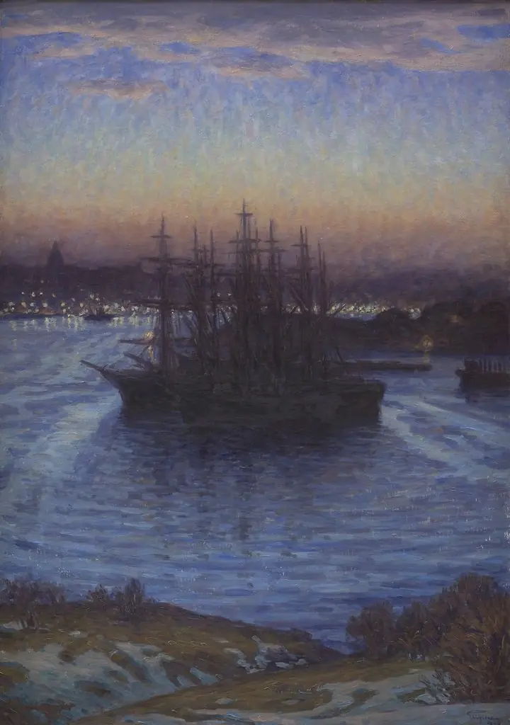 Ships at Anchor. Winter