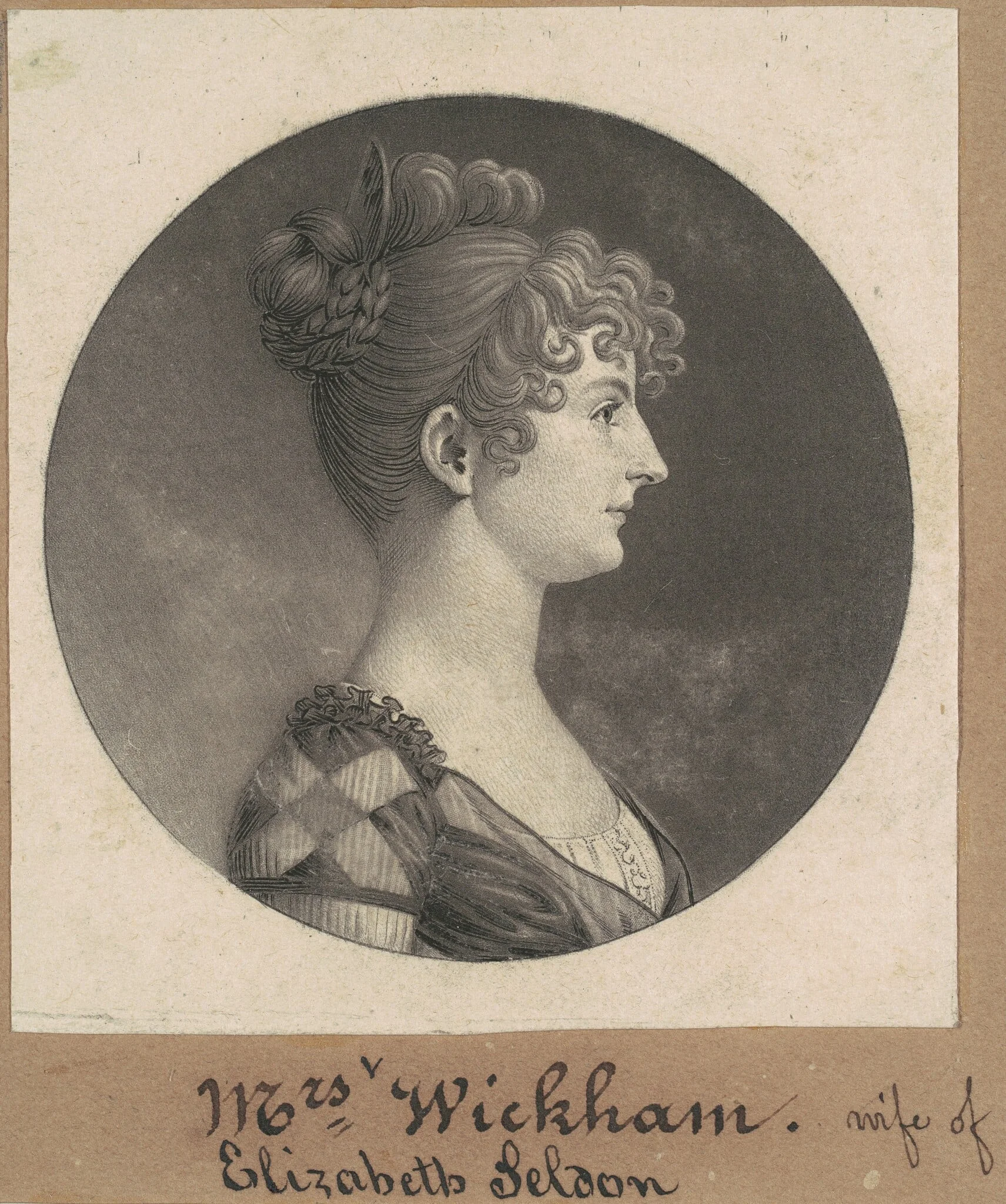 Elizabeth Selden McClurg Wickham, by Charles Balthazar Julien Févret de Saint-Mémin, ink, 1808
