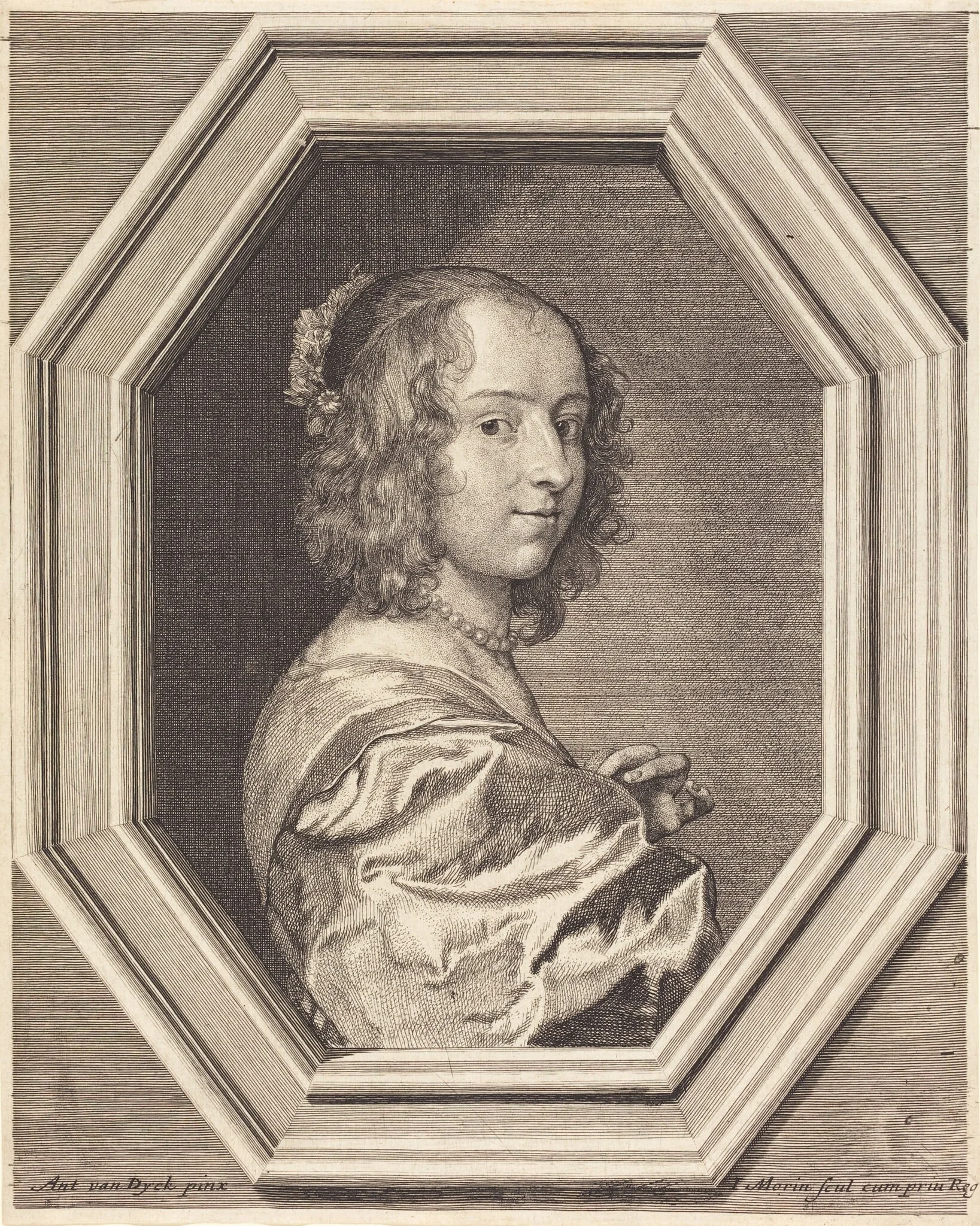 Marguerite Lemon, by Jean Morin, ink, 1625