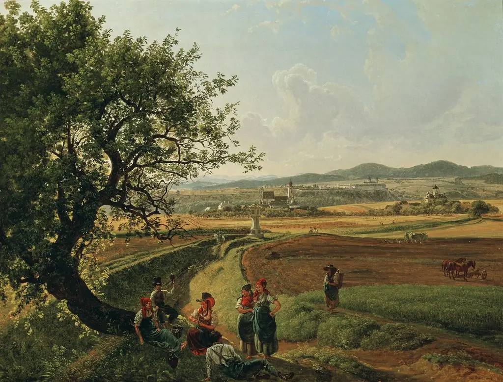 View of the Manors of Emmersdorf Castle and Rothenhof with Melk Abbey in the Background