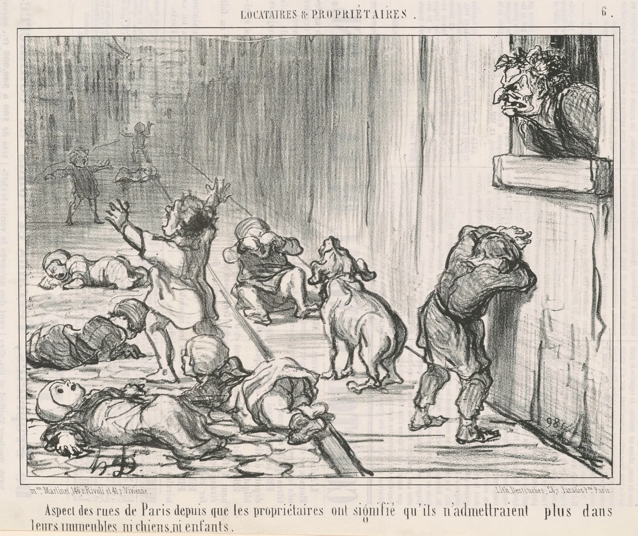 Aspect des rues de Paris depuis ..., by Honoré Daumier, ink, 1856