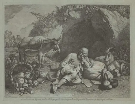 Old Man Leaning against a Sack