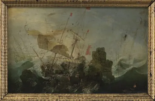 Shipwreck against a Rock