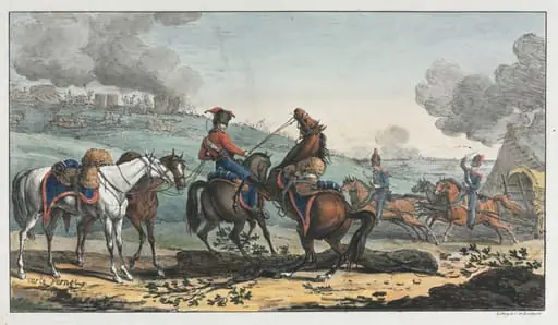 Mounted Artilleryman Leading Three Horses