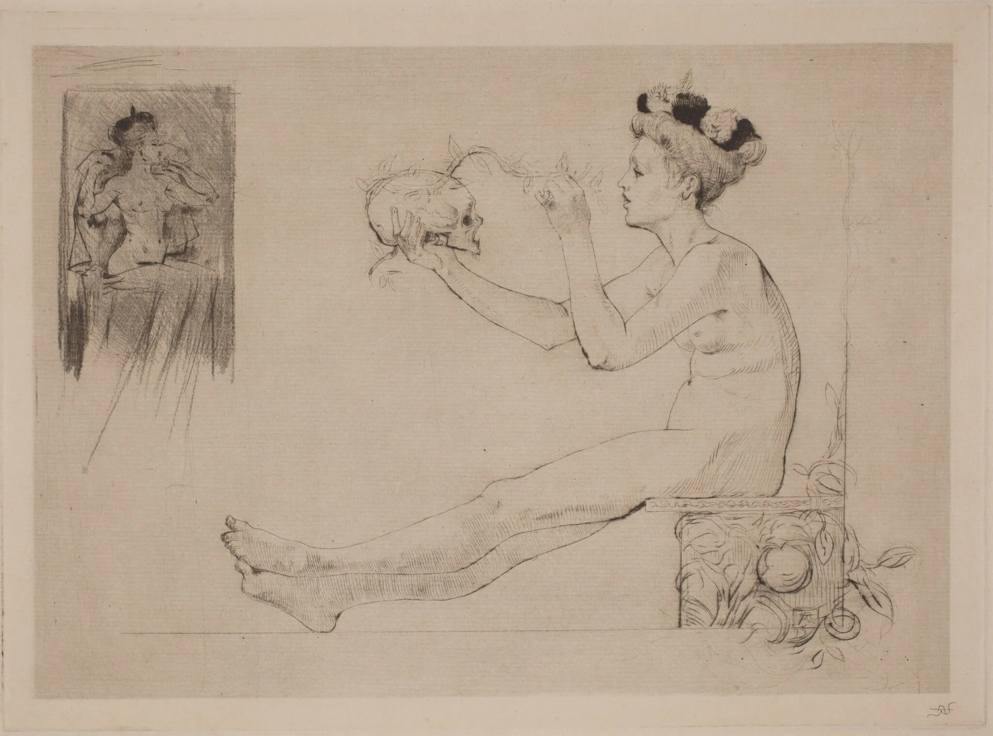 La Coquetterie, by Armand Rassenfosse, ink, 1895