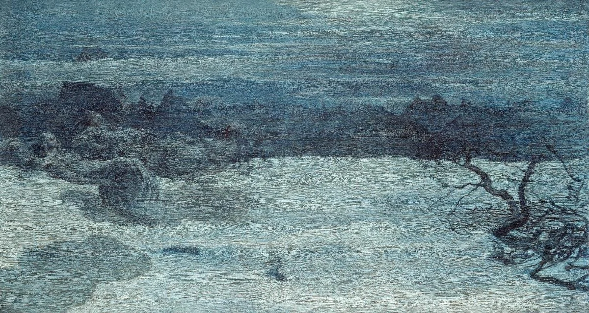 Il castigo delle lussuriose, by Giovanni Segantini, oil, 1898