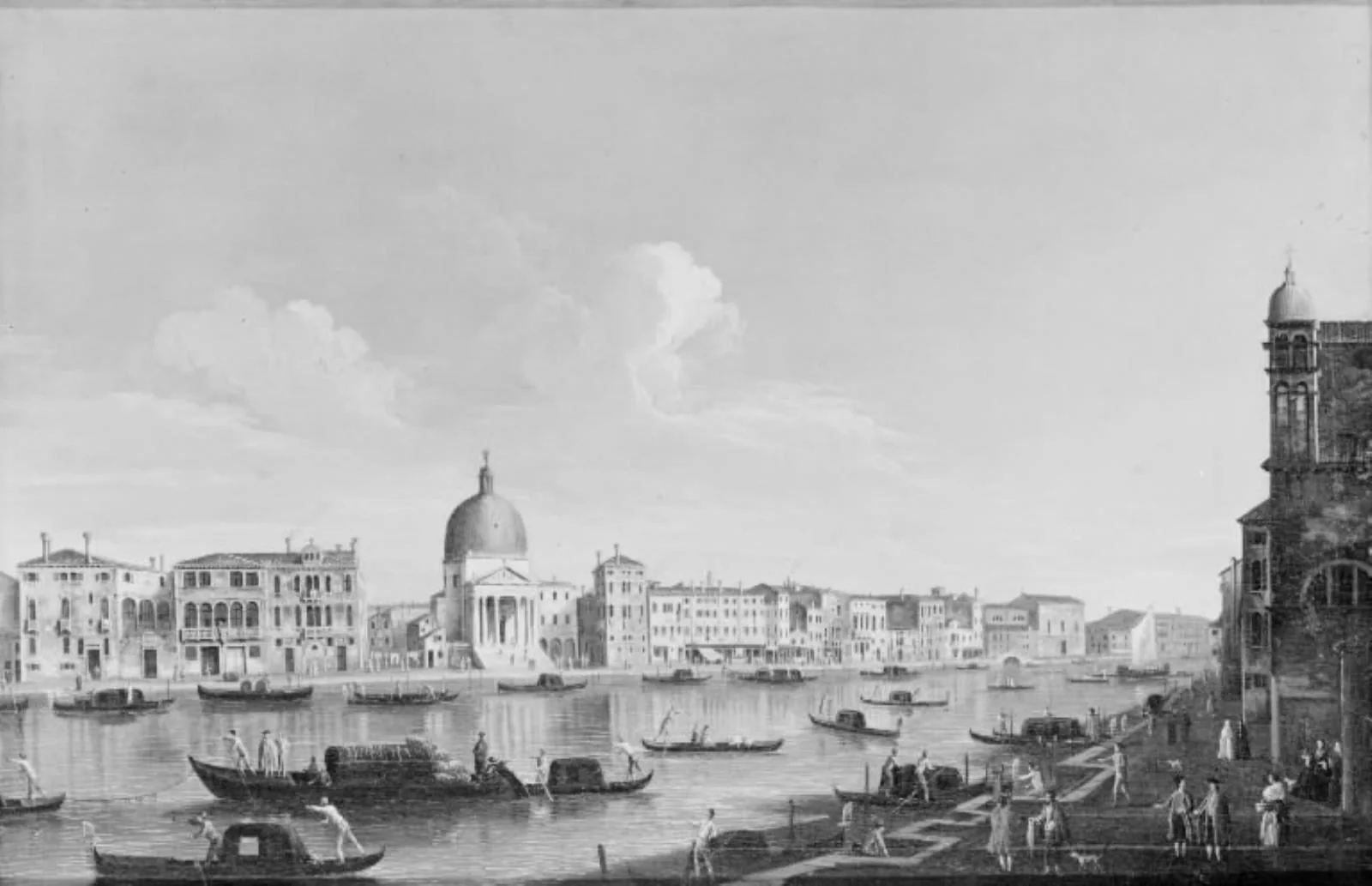 Canal Grande i Venedig med S. Simeone Piccolo, by Unknown, 1750