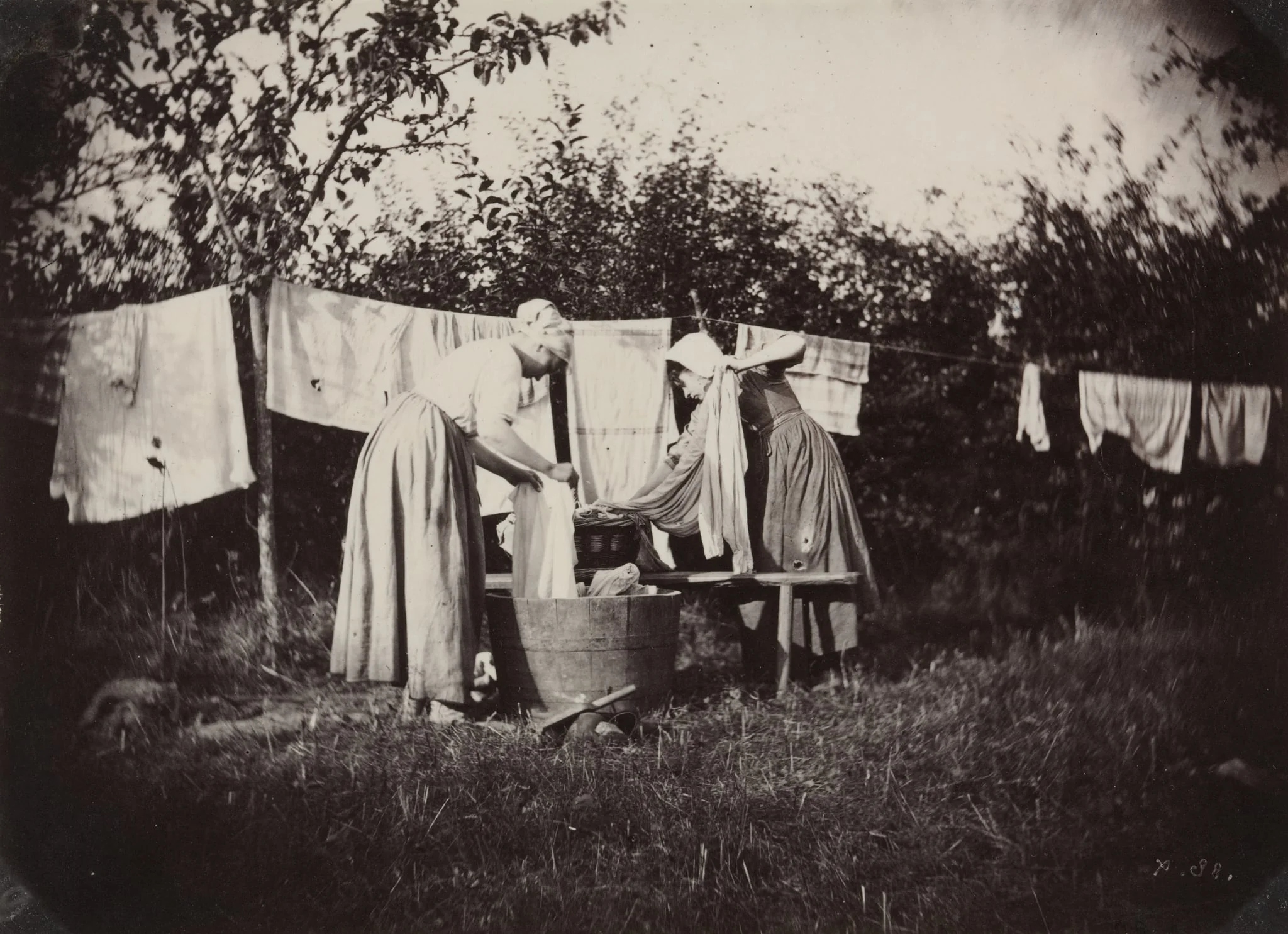 Two Female Peasants Standing, Doing Laundry, by Auguste Giraudon's Artist, 1870