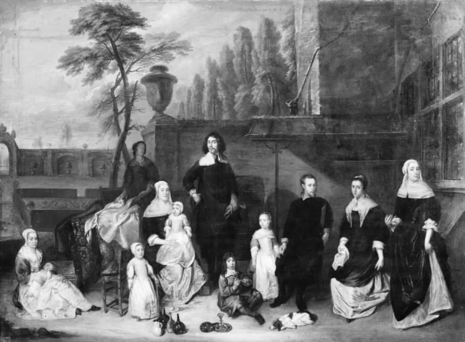 Family Group on a Garden Terrace, by Unknown, 1664