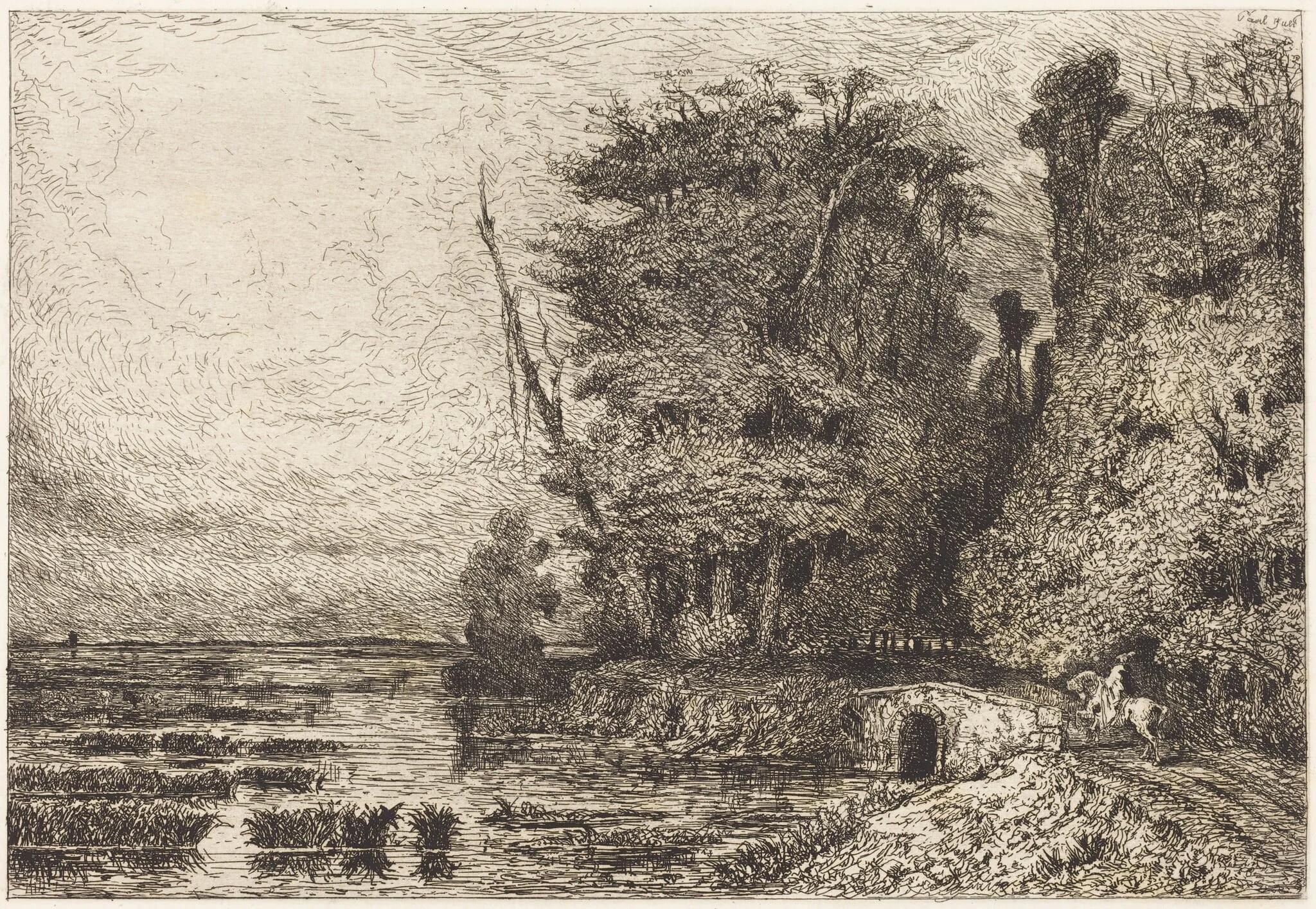 Orage à la Fin du jour, by Paul Huet, ink, 1868