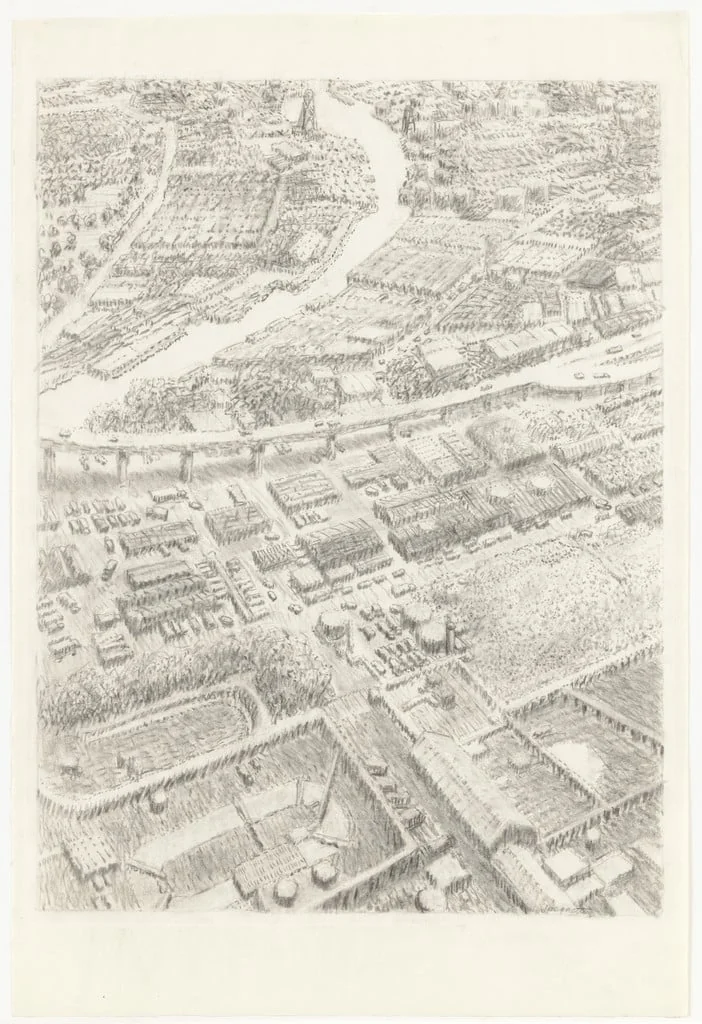 Untitled, by Yvonne Jacquette, charcoal, 1976