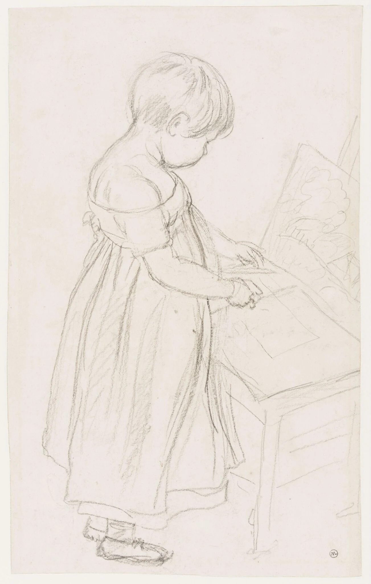 Sketch of his son John Frederick as a young child learning to draw