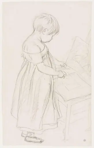 Sketch of his son John Frederick as a young child learning to draw