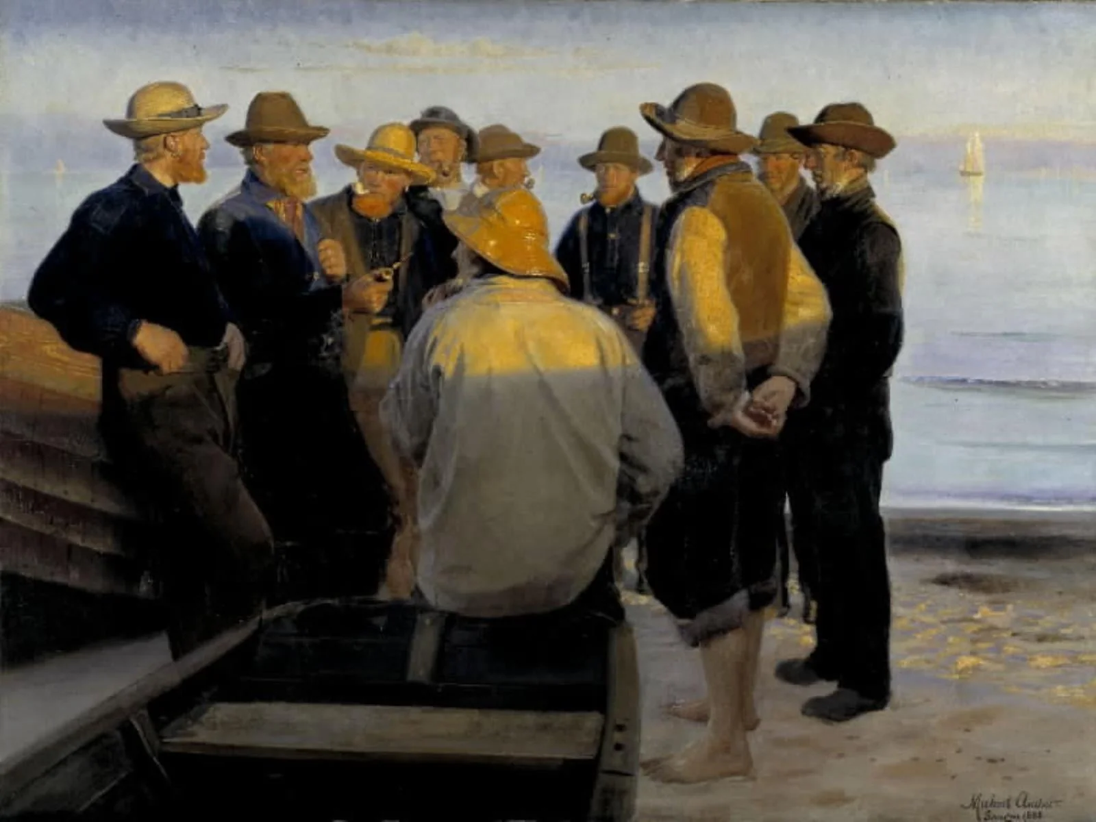 Fishermen by the Sea on a Summer's Evening, by Unknown, 1888