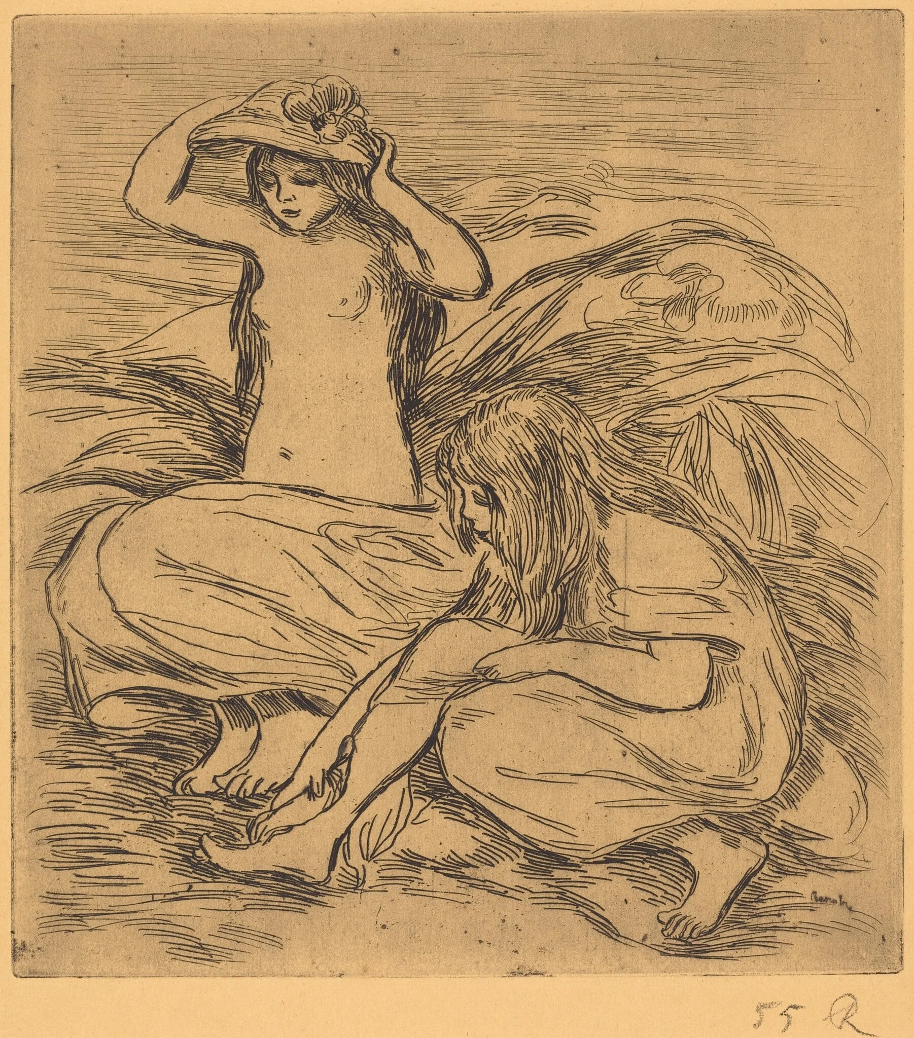The Two Bathers (Les deux baigneuses), by Auguste Renoir, ink, 1895