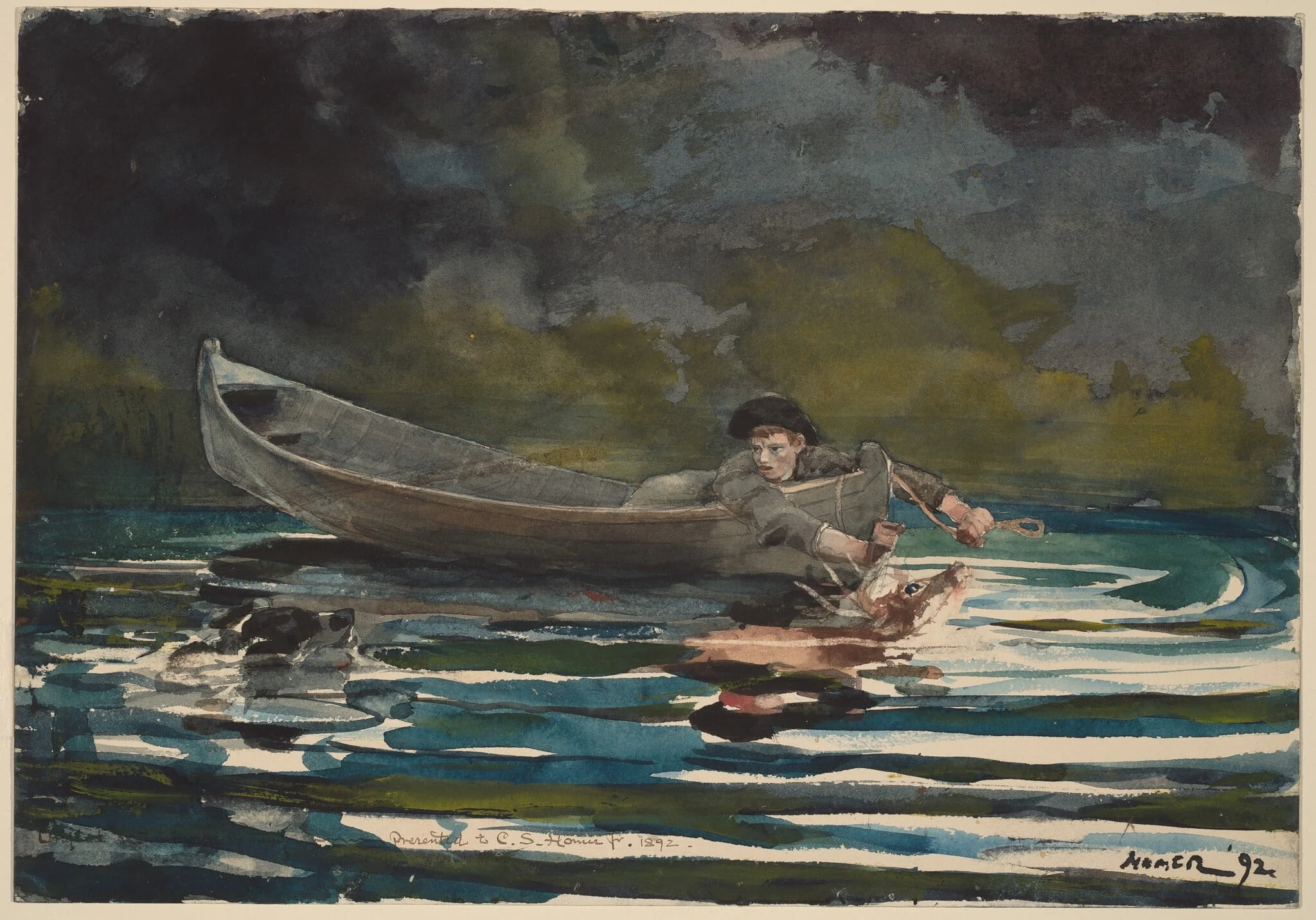 Sketch for "Hound and Hunter", by Winslow Homer, watercolor, 1892
