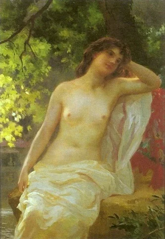 Seated Female Nude (Effluves d'Été), by Abel-Dominique Boyé, oil, 1909