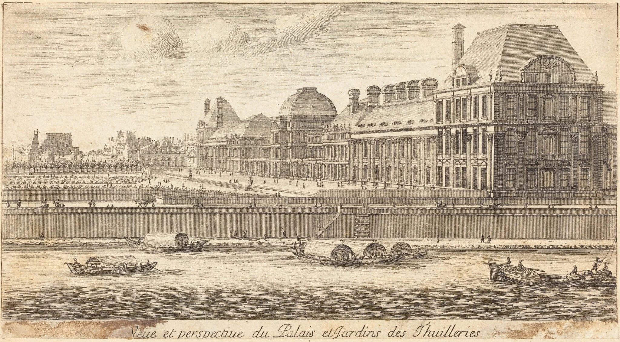 Veue et Perspectiue du Palais et Jardins des Thuilleries, by Israël Silvestre, ink, 1652